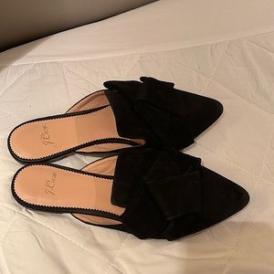 J. Crew Pointed-toe Slides in Black Suede